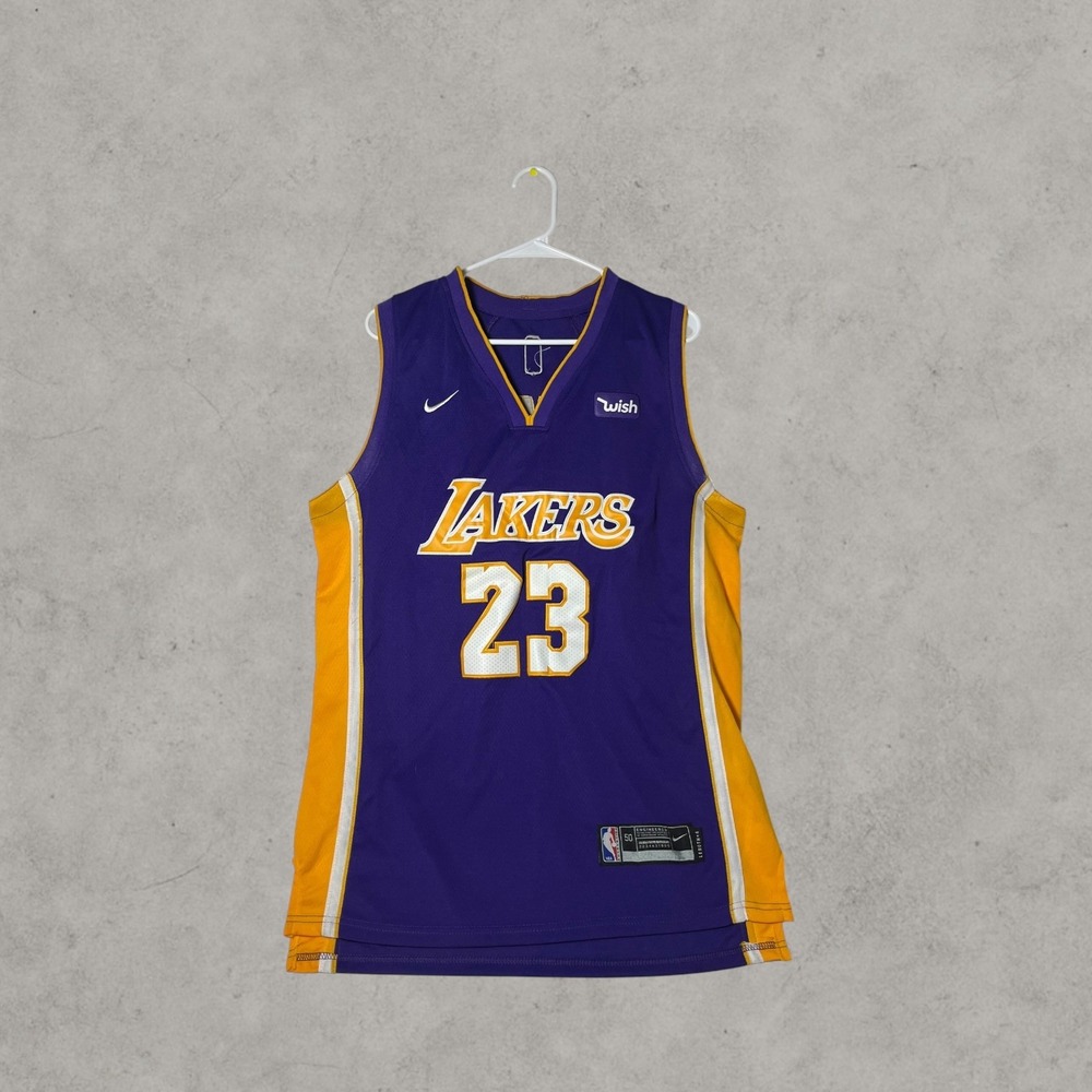 Nike Los Angeles Lakers LeBron James 23 Jersey Purple Gold Mens Large 50 NBA